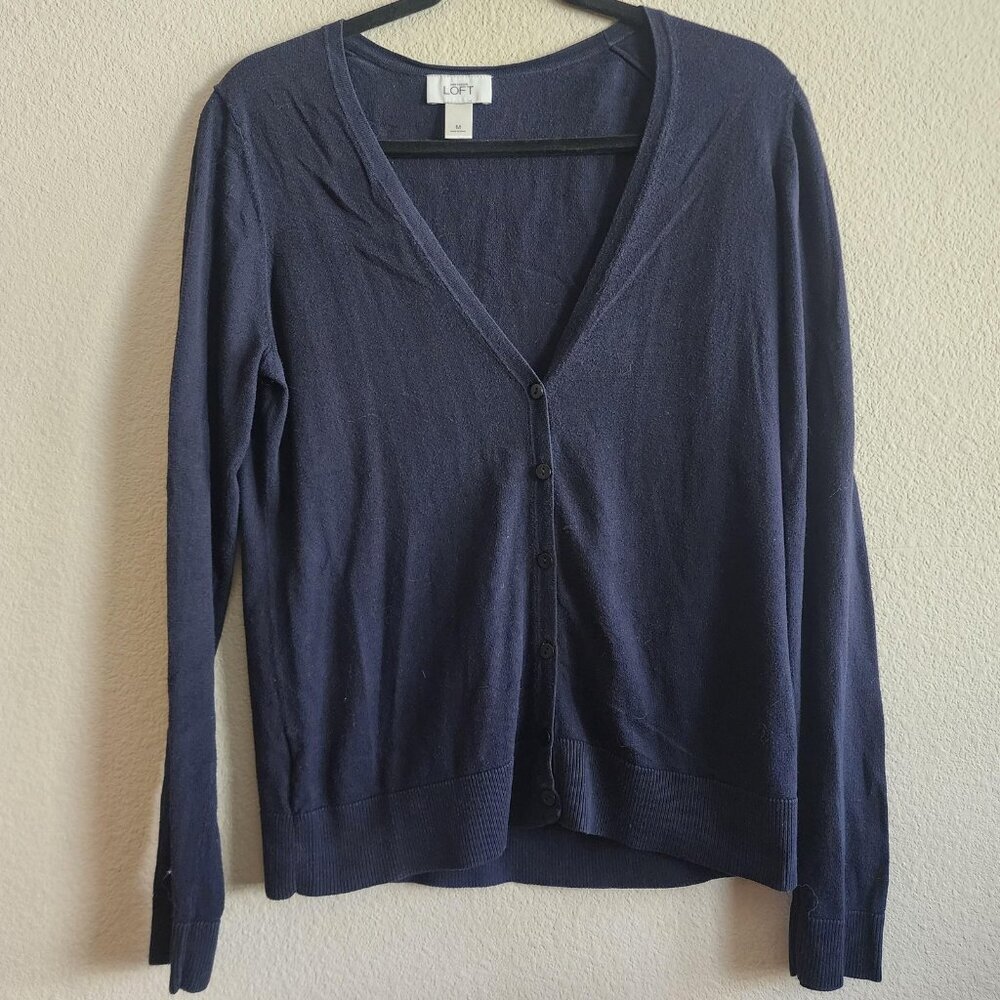 Loft Cardigan Sweater Womens Medium Button Front Lightweight Knit Pullover